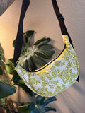 Lemon Lime Floral Crescent Moon Bag