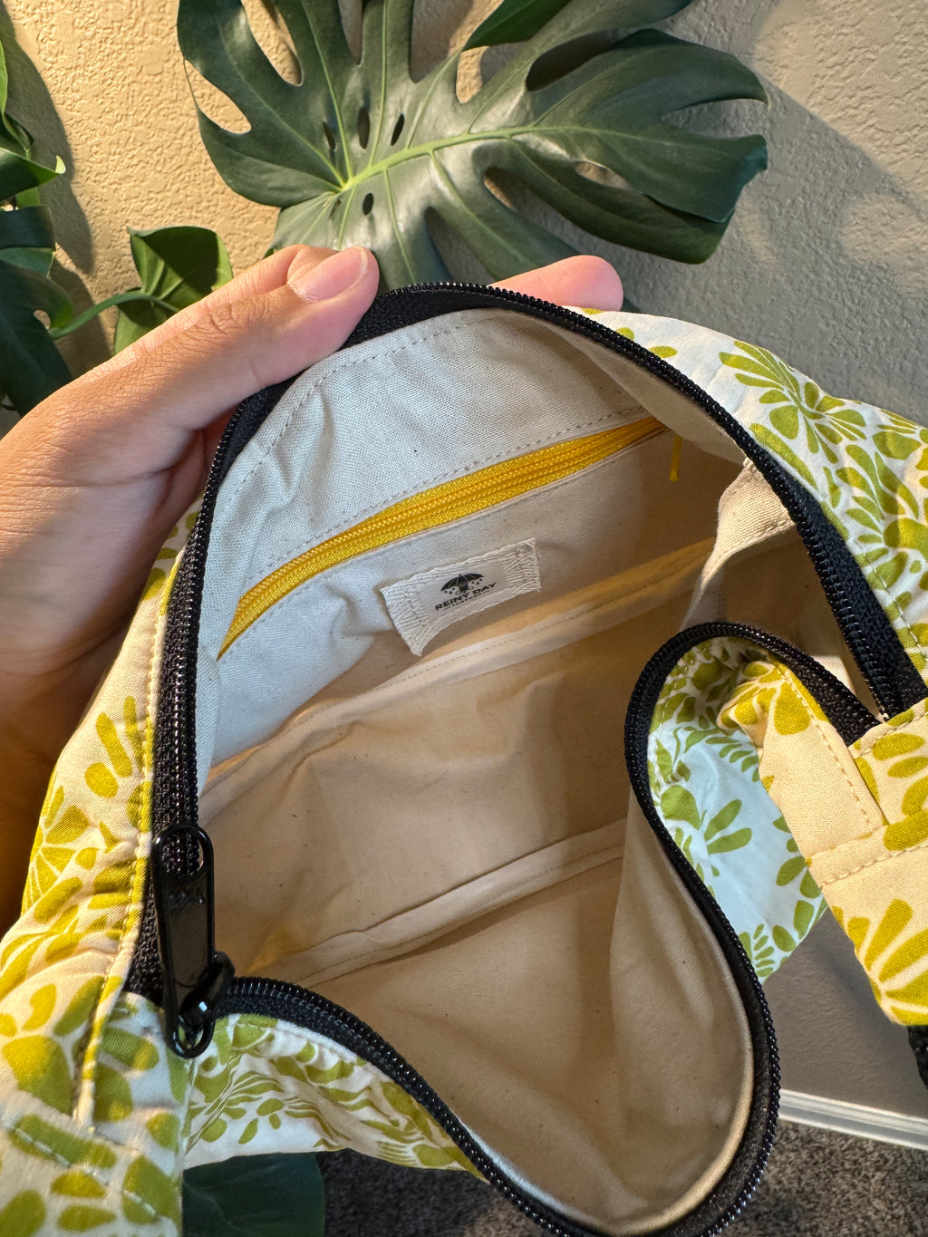Lemon Lime Floral Crescent Moon Bag