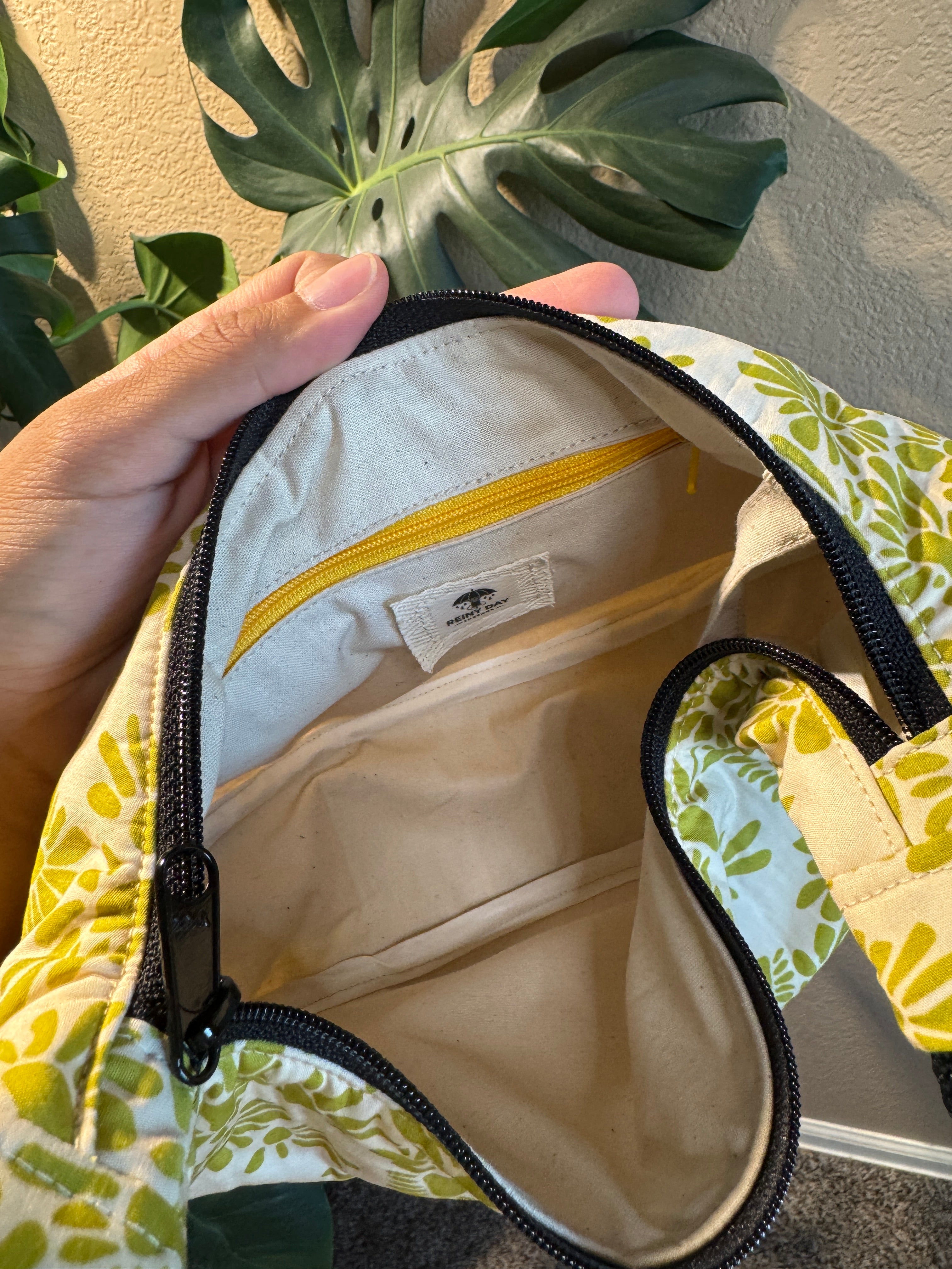 Lemon Lime Floral Crescent Moon Bag